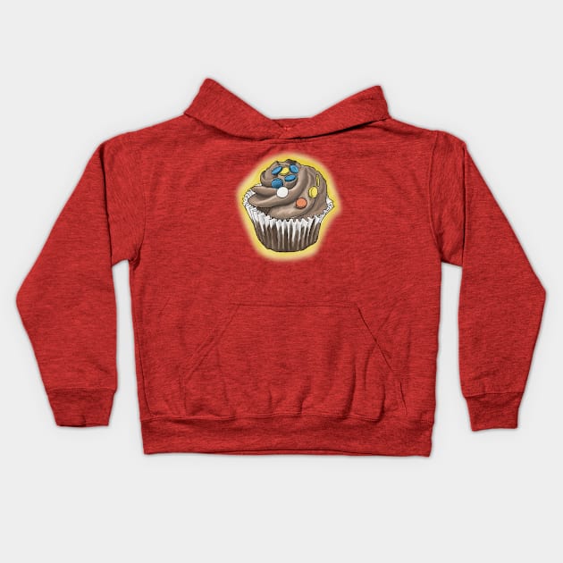 Chocolate Cupcake Kids Hoodie by famousdinosaurs